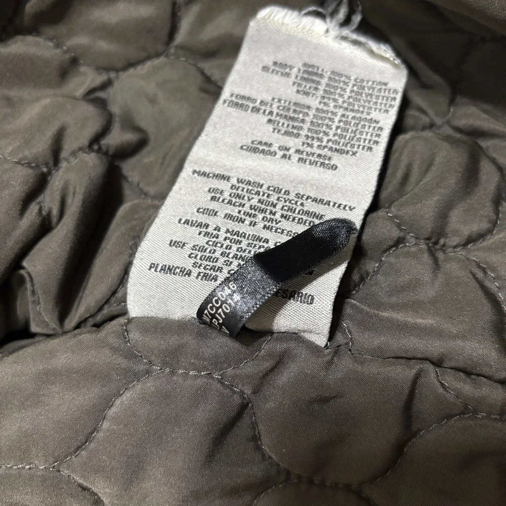 Levi's Men's Brown Quilted Green Military Jacket Zip Button Stand Collar Size L - Picture 11 of 14